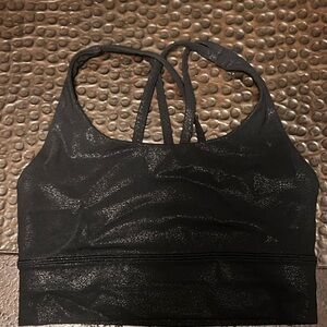Lululemon Athletica Black Foil long line energy Sports Bra